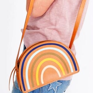 Like New Cute Retro Madewell Women's Half Moon Rainbow Crossbody Bag Purse